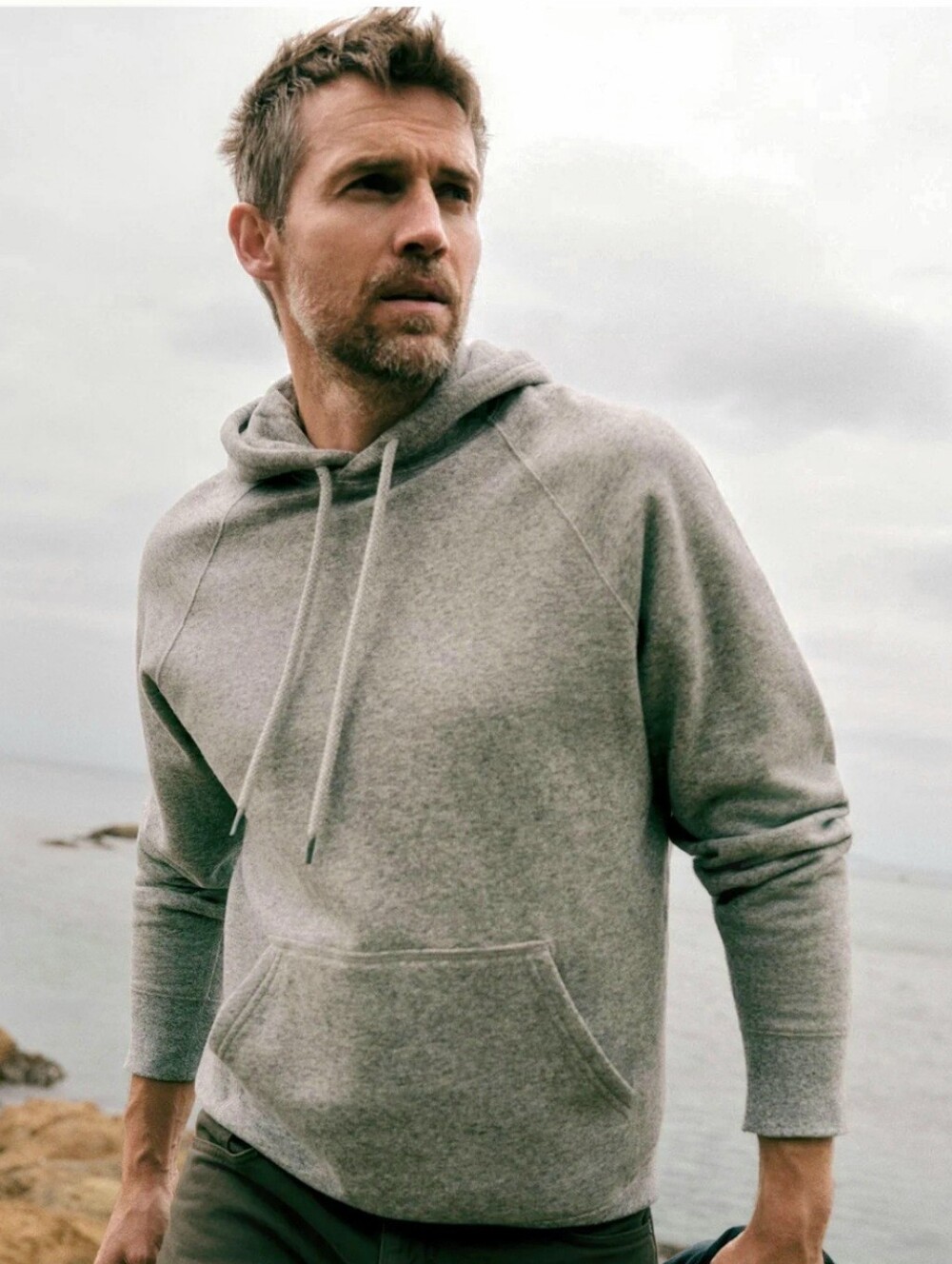 Faherty High Standard Fleece Hoodie Pebble Grey Heather Men's Small Casual
